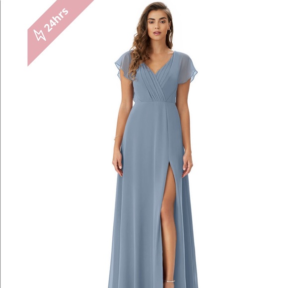 Azazie Dresses & Skirts - Azazie Rylee in Dusty Blue. Size 4. Not hemmed or altered. Wore once